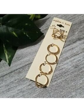 Sophia & Kate Gold Toned Rhinestone Ring Multipack Women's size 8 NEW